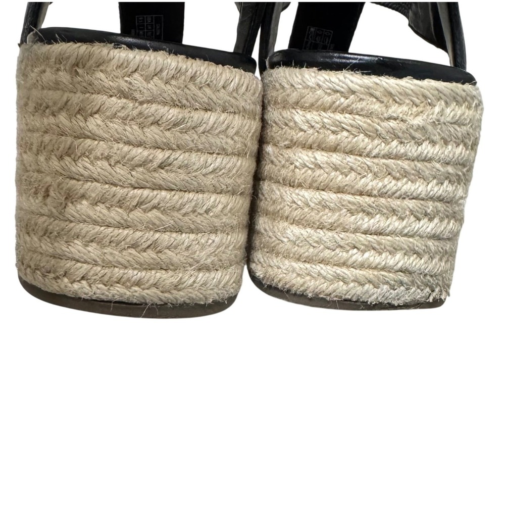 Vionic Calera Wedge Espadrille Sandals Women 9.5 Black Excellent Leather T-Strap - Picture 6 of 9